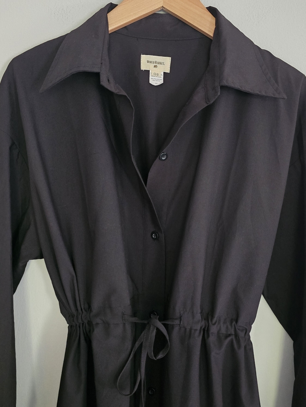 World Market Wrinkle Resistant Shirt Dress, Black, One Size